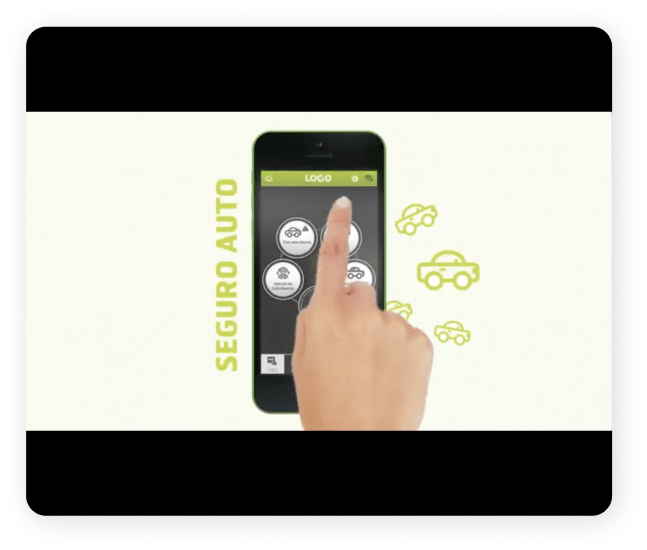 Ecran de telemóvel a mostrar a app LOGO seguro auto